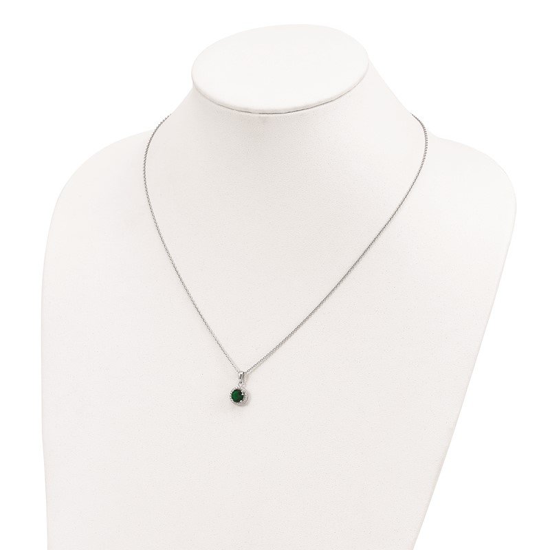 Sterling Silver White & Green CZ Brilliant Embers Halo Necklace Sterling Silver White & Green CZ Brilliant Embers Halo Necklace