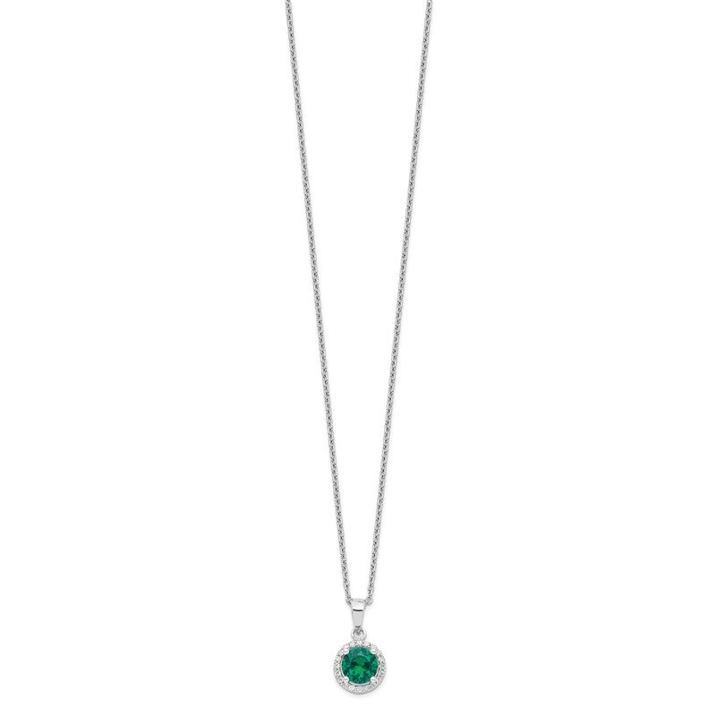 Sterling Silver White & Green CZ Brilliant Embers Halo Necklace Sterling Silver White & Green CZ Brilliant Embers Halo Necklace