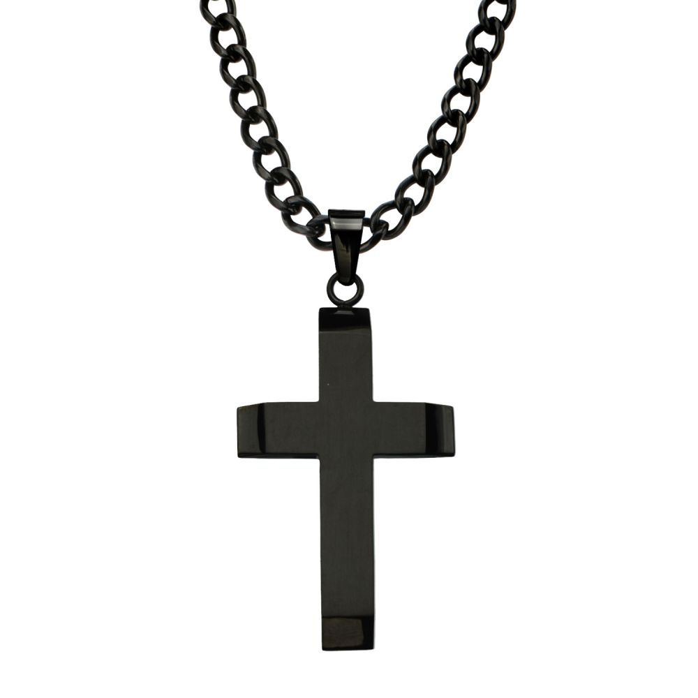 INOX Jewelry Black IP Cross Pendant SSP10999NK - J.L. Winters Jewelers