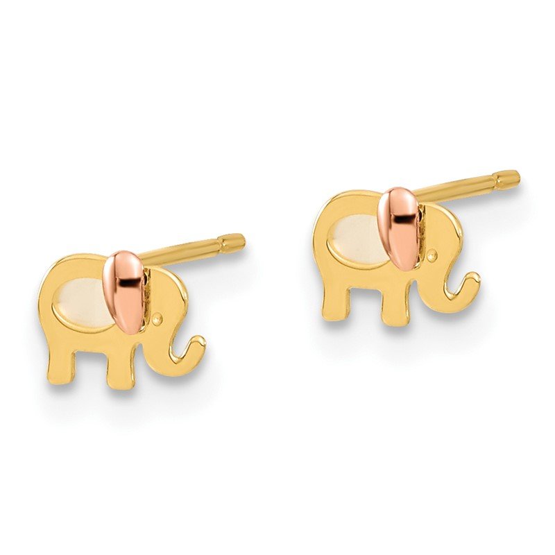 14k Yellow Gold & Rose Gold Madi K MOP Elephant Post Earrings