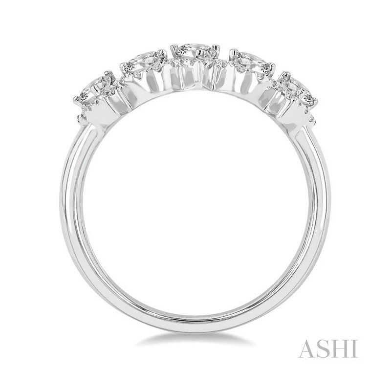 ASHI Pear Shape 5 Stone Halo Half Eternity Diamond Wedding