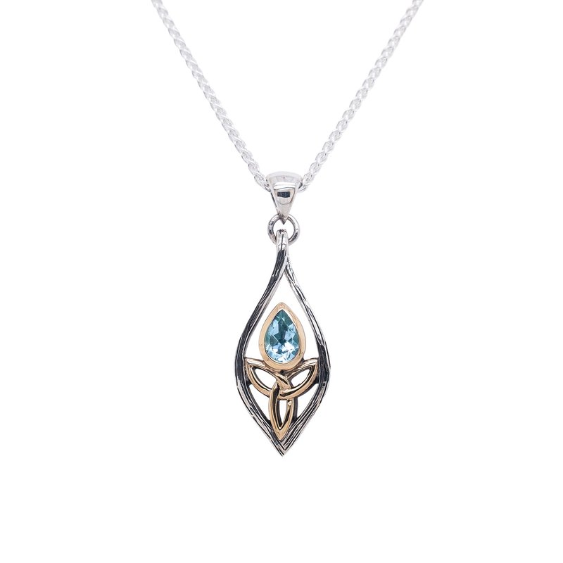 Keith Jack S/sil + 10k Guardian Angel Blue Topaz Pendant