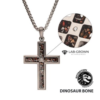 INOX Jewelry Stainless Steel Gold IP with Black CZ Jesus