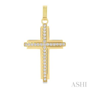 ASHI Channel Set Cross Diamond Fashion Pendant 95118SWTXPD