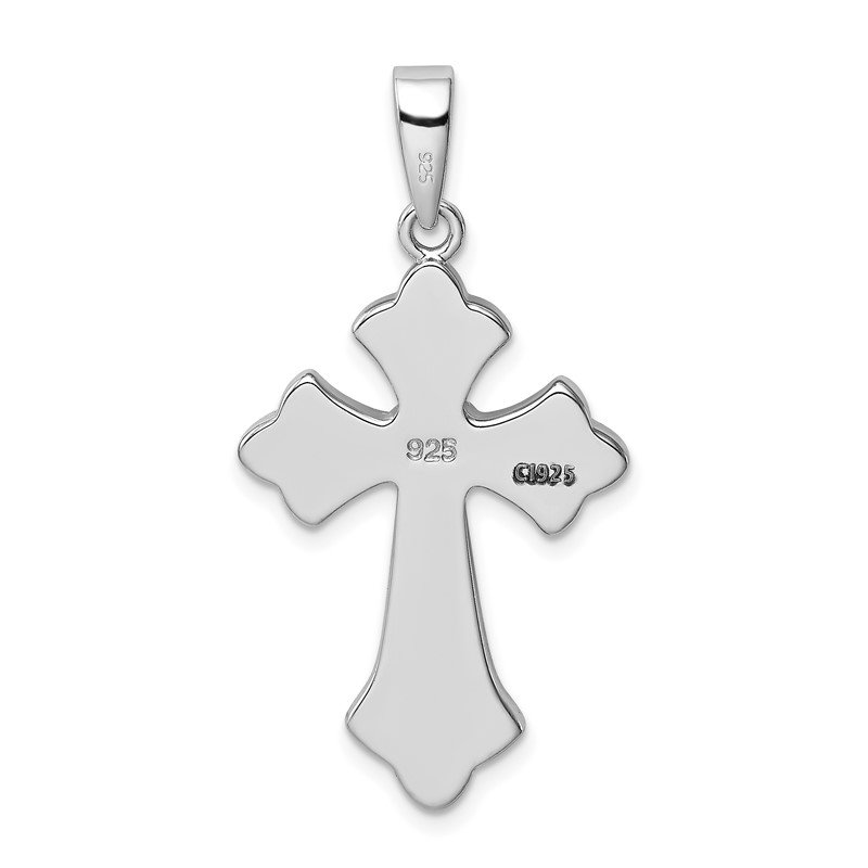 Sterling Silver Blue Inlay Created Opal Cross Pendant Sterling Silver Blue Inlay Created Opal Cross Pendant
