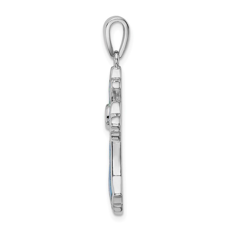 Sterling Silver Blue Inlay Created Opal Cross Pendant Sterling Silver Blue Inlay Created Opal Cross Pendant