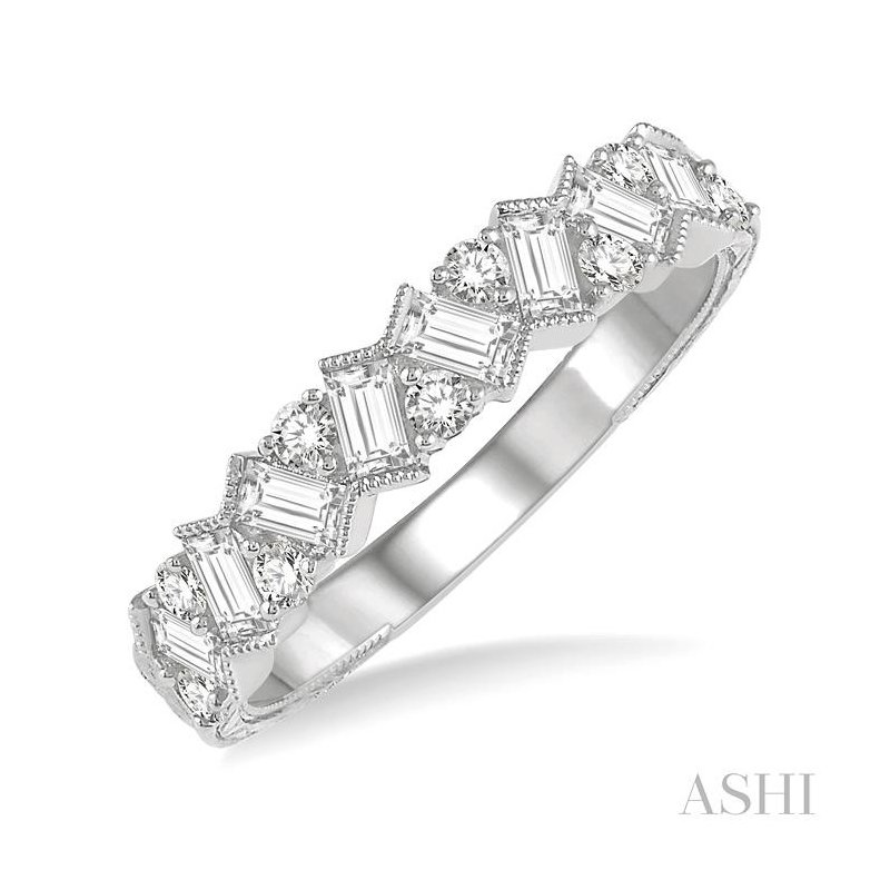 【★☺︎⭐︎☺︎★...& BUHI】 Design Ring 3点Set Ashi 1 Ctw Round Cut Diamond Fashion Ring in 14K White Gold