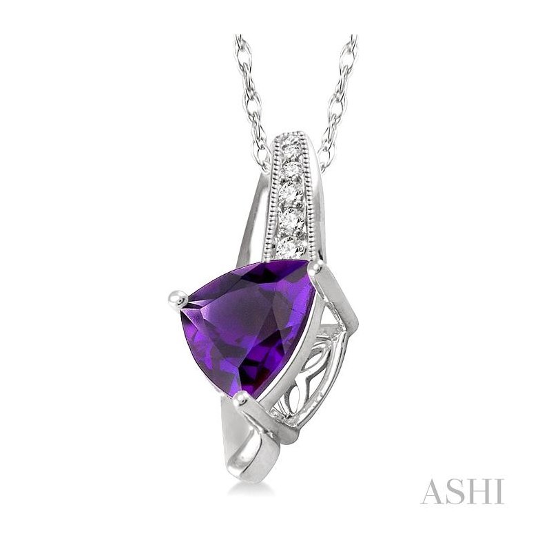 ASHI Trillion Shape Gemstone & Diamond Pendant