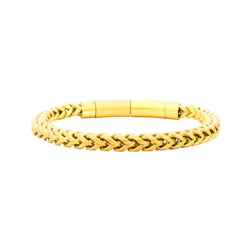 INOX Jewelry Matte Finish 18Kt Gold IP Stainless Steel Franco