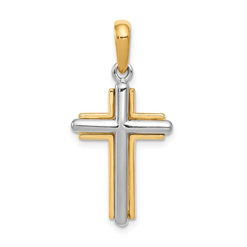 Quality Gold 14k Two-tone Cross Pendant CG11 - Hoff Jewelers