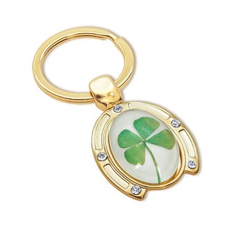 4-leaf Clover Shamrock Charm with CZ Keychain T494-TY1368_CZ