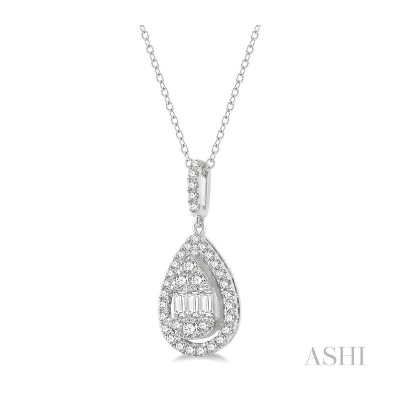 ASHI Pear Shape Halo Fusion Diamond Pendant 932H5PJFHPDWG