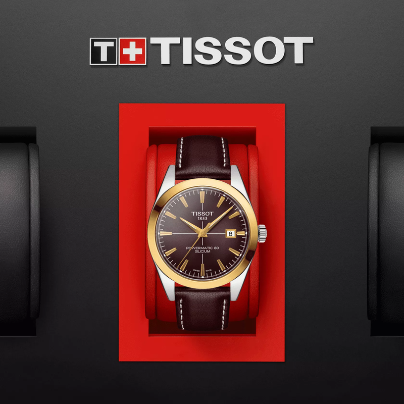 Tissot Gentleman Gold Bezel 40mm T9274074629101 - Apex Jewelers