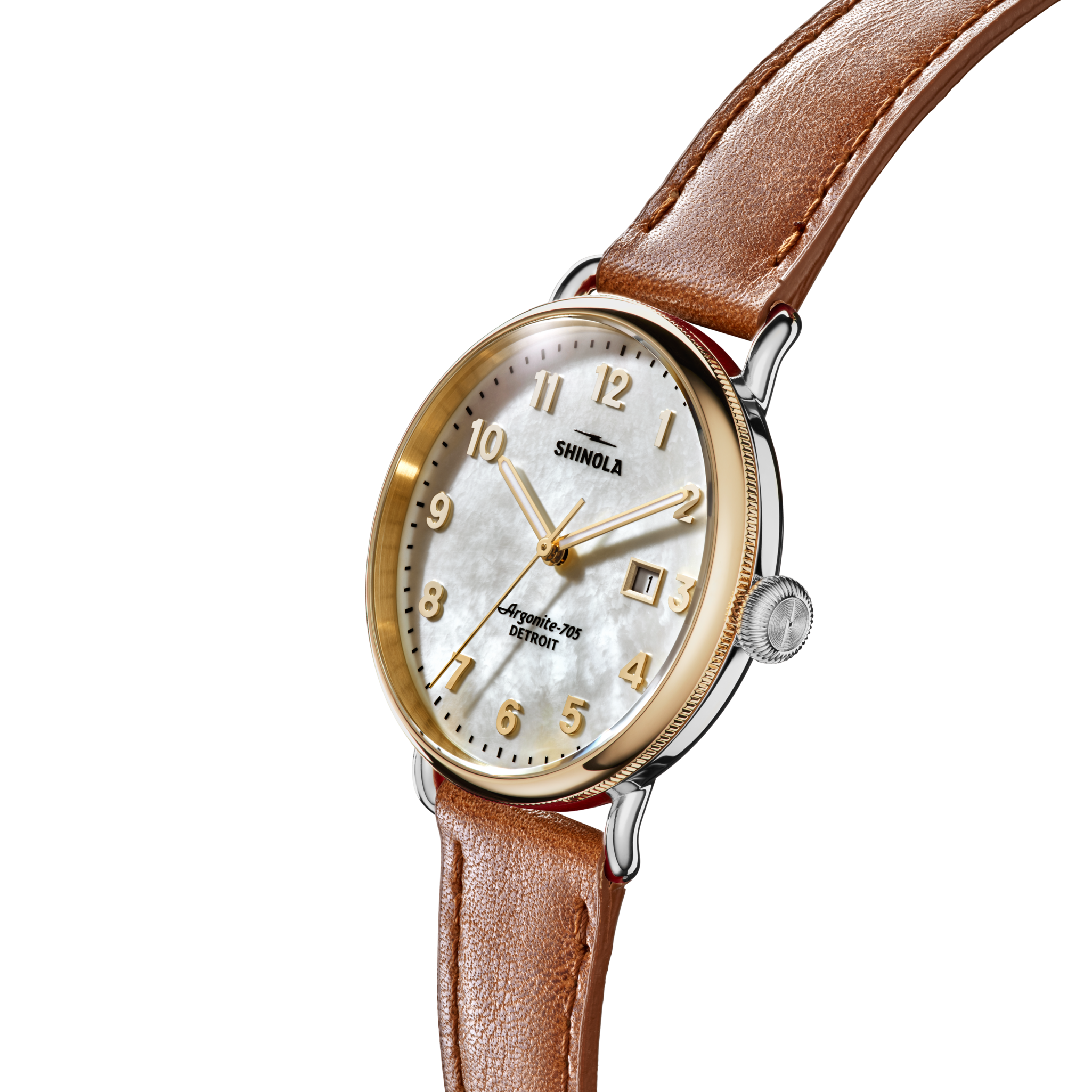 Shinola Canfield Watch - MOP Tan Leather Strap CANFIELD-WATCH-38MM