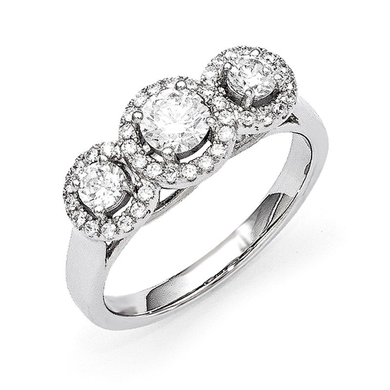Sterling Silver And CZ Brilliant Embers 3-Stone Ring