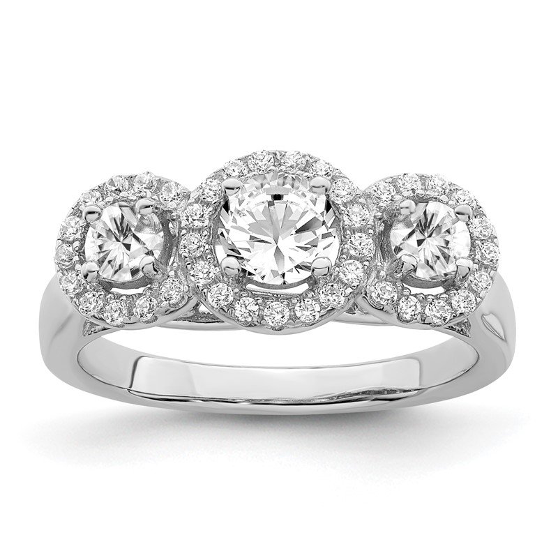 Sterling Silver And CZ Brilliant Embers 3-Stone Ring