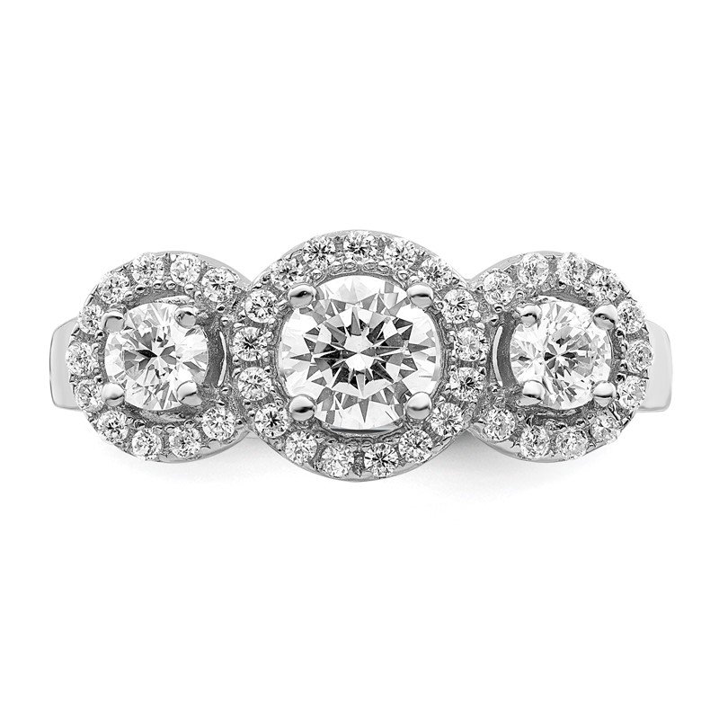 Sterling Silver And CZ Brilliant Embers 3-Stone Ring