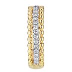 Shefi Diamonds 14K Two Tone Earrings Pave Center Bubble Row Each Side Hoop Diamond 0.25 Ctw 777325FU2
