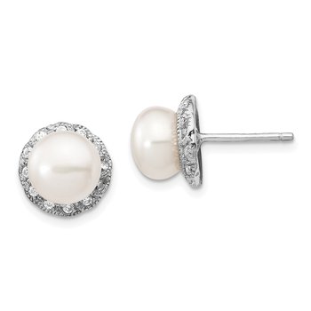 Cheryl M Sterling Silver CZ & Round Blue Opal Halo Post Earrings Cheryl M Sterling Silver CZ & Round Blue Opal Halo Post Earrings