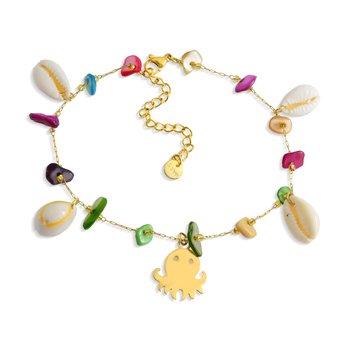 Multicolor Crystals and Ocean Sea Shells Charm Bracelet Z124-LN5669