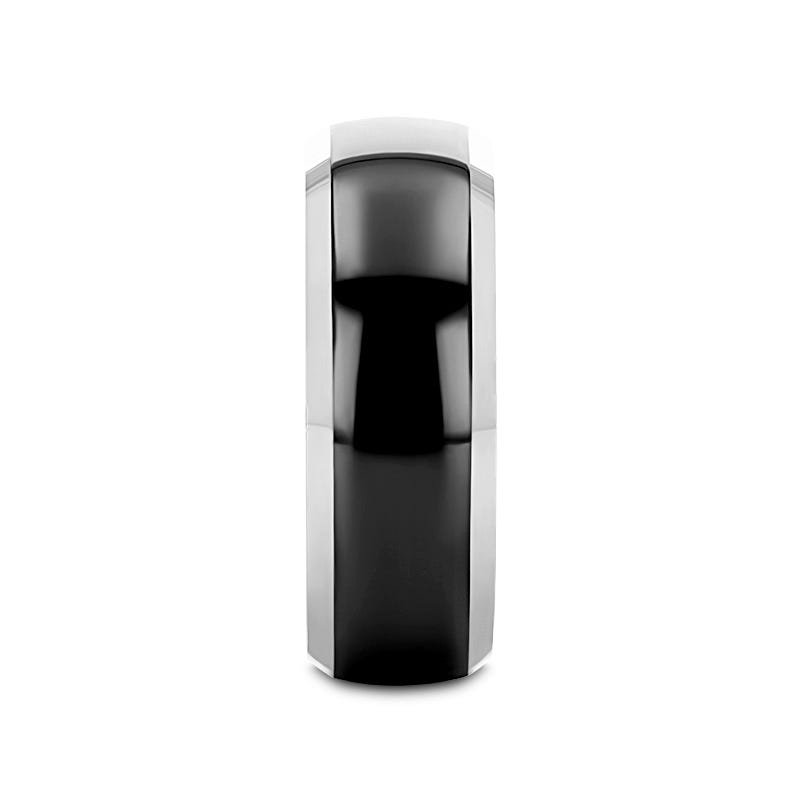 Thorsten MASERATI Black Tungsten Ring with Polished Domed Beveled Edges - 4mm to 10mm