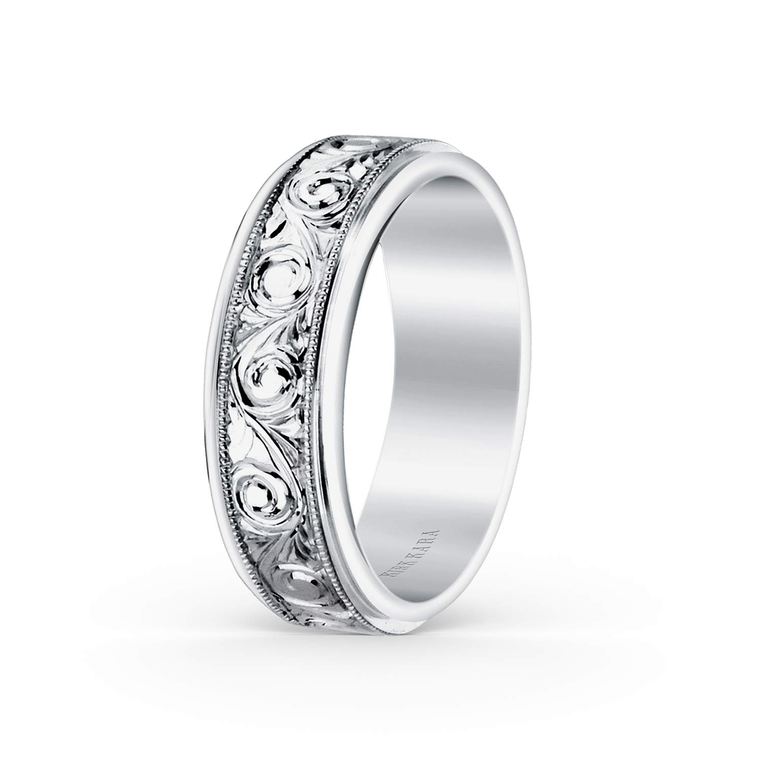 Kirk Kara Engraved Elegant Mens Wedding Band 7mm SS6980M-B - KARATS