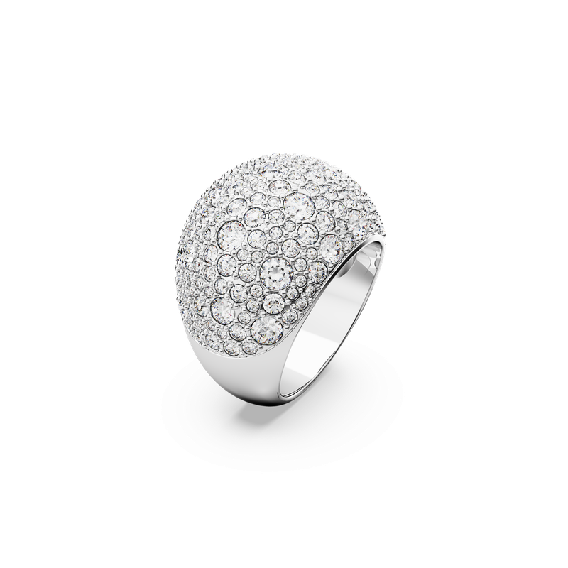 Swarovski Sublima cocktail ring, Moon, White, Rhodium plated