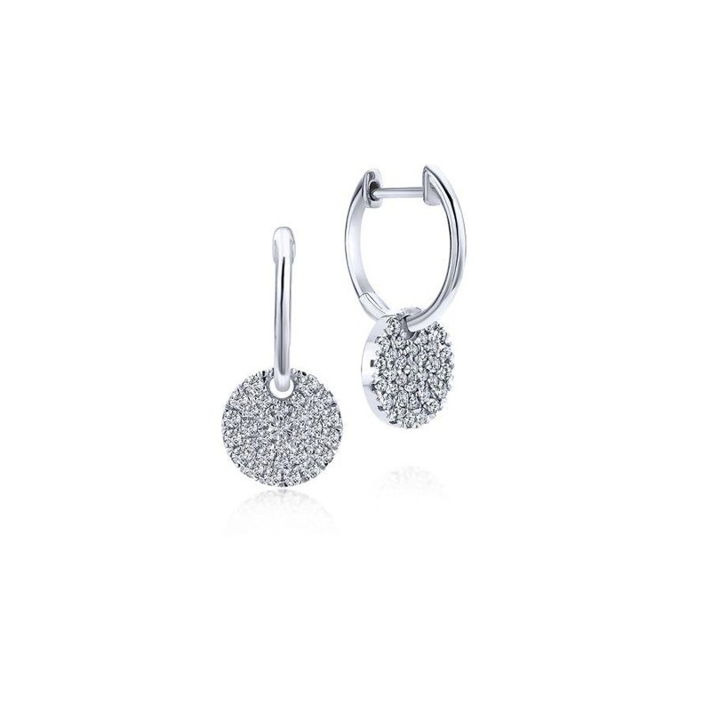 Gabriel Fashion 14K White Gold Diamond PavâˆšÂ© Disc Drop
