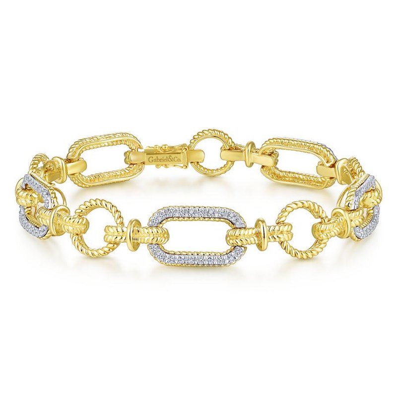 Gabriel Fashion 14K Yellow and White Gold Diamond Bracelet