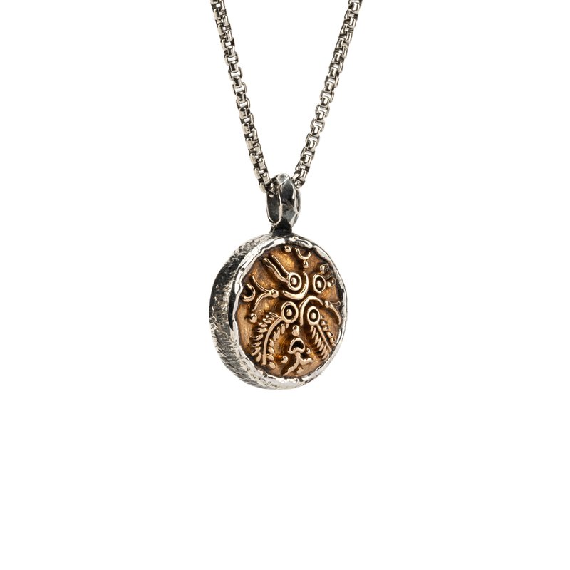 Keith Jack S/sil Oxidized Bronze Reversible Coin Pendant (Four