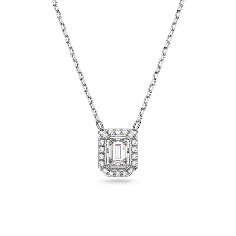 SWAROVSKI| (Una Pendant (5599177)) Swarovski Una pendant, Octagon cut, White, Rhodium plated