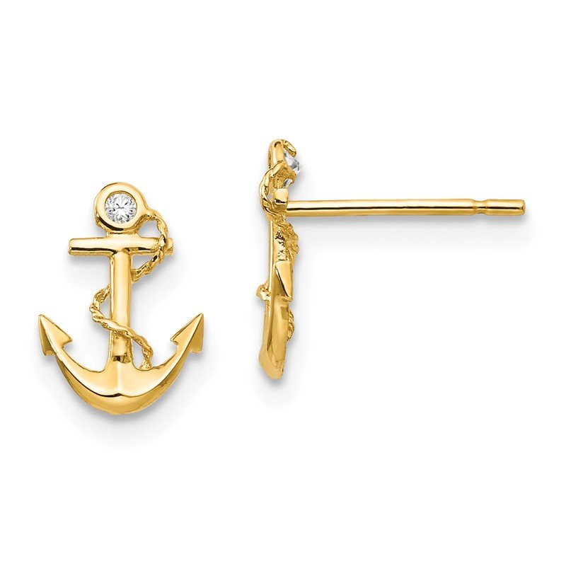 14k Gold Madi K CZ Anchor Post Earrings 14k Gold Madi K CZ Anchor Post Earrings