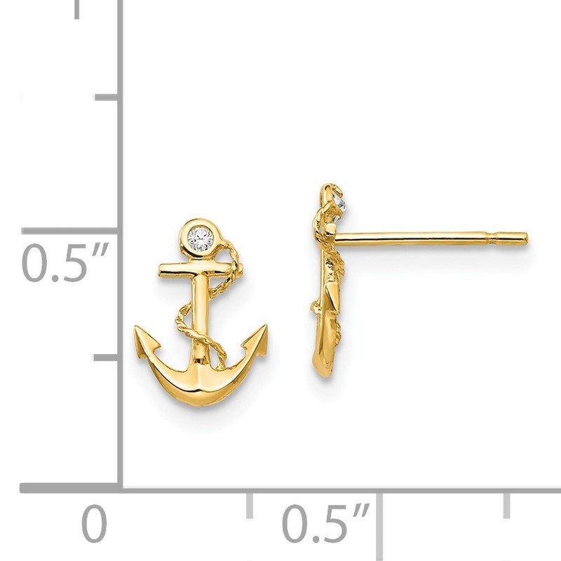 14k Gold Madi K CZ Anchor Post Earrings 14k Gold Madi K CZ Anchor Post Earrings