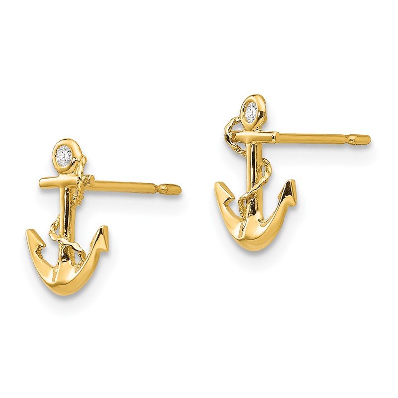 14k Gold Madi K CZ Anchor Post Earrings 14k Gold Madi K CZ Anchor Post Earrings
