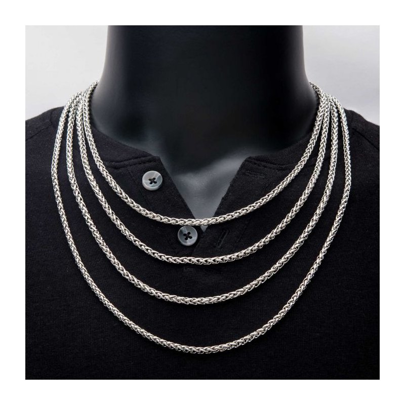C*o様 grounds JEWELRY HANKIE STEEL INOX Jewelry 4mm Steel Wheat Chain Necklace NSTC1404 - Delores