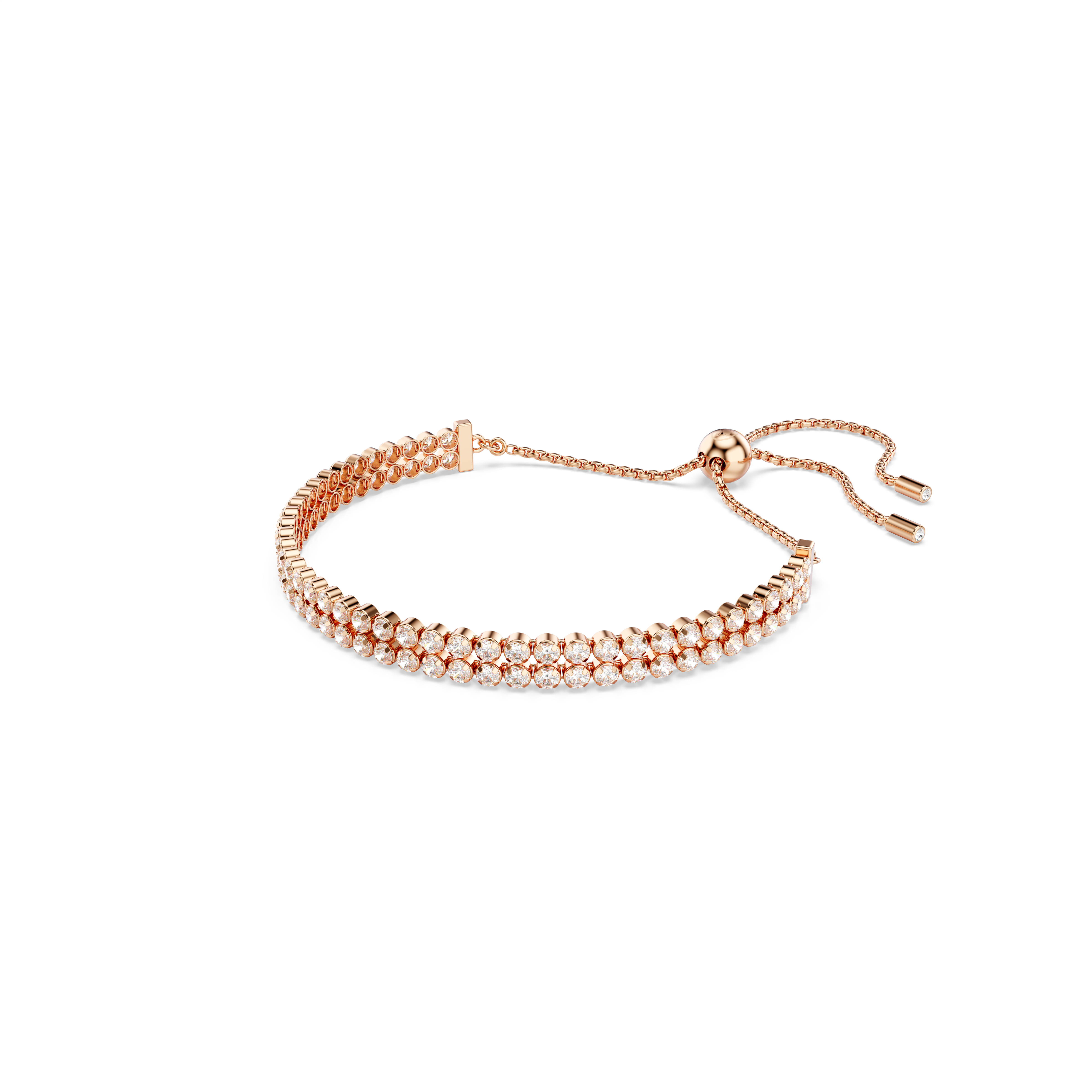 Swarovski Matrix Tennis bracelet, Round cut, White, Rose gold-tone