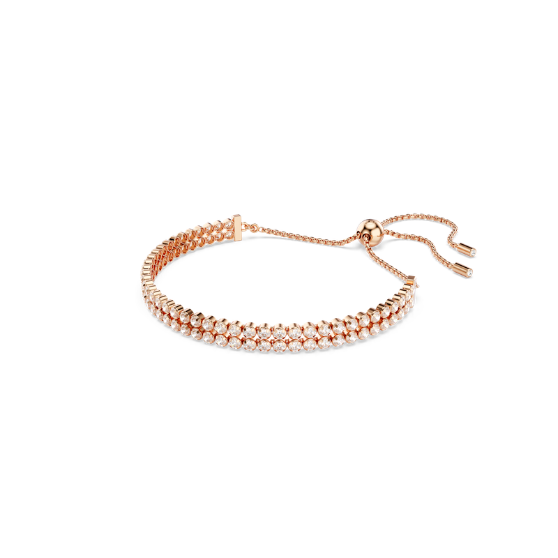 Swarovski Matrix Tennis bracelet, Round cut, White, Rose gold-tone