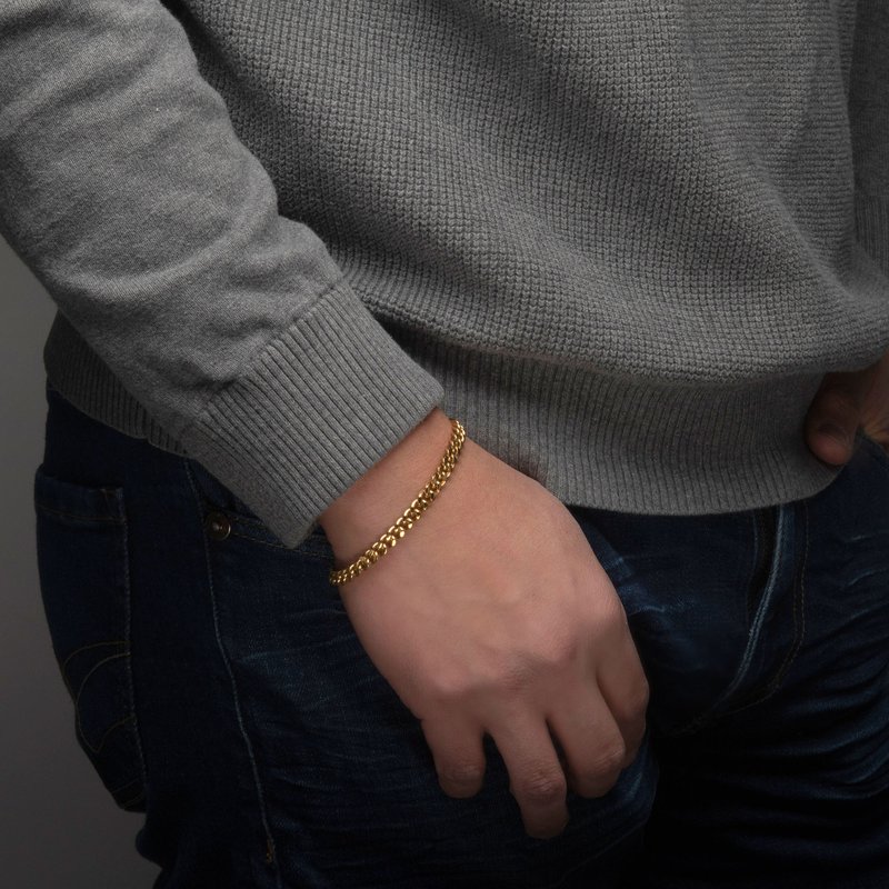 INOX Jewelry 6mm 18K Gold IP Miami Cuban Chain Bracelet