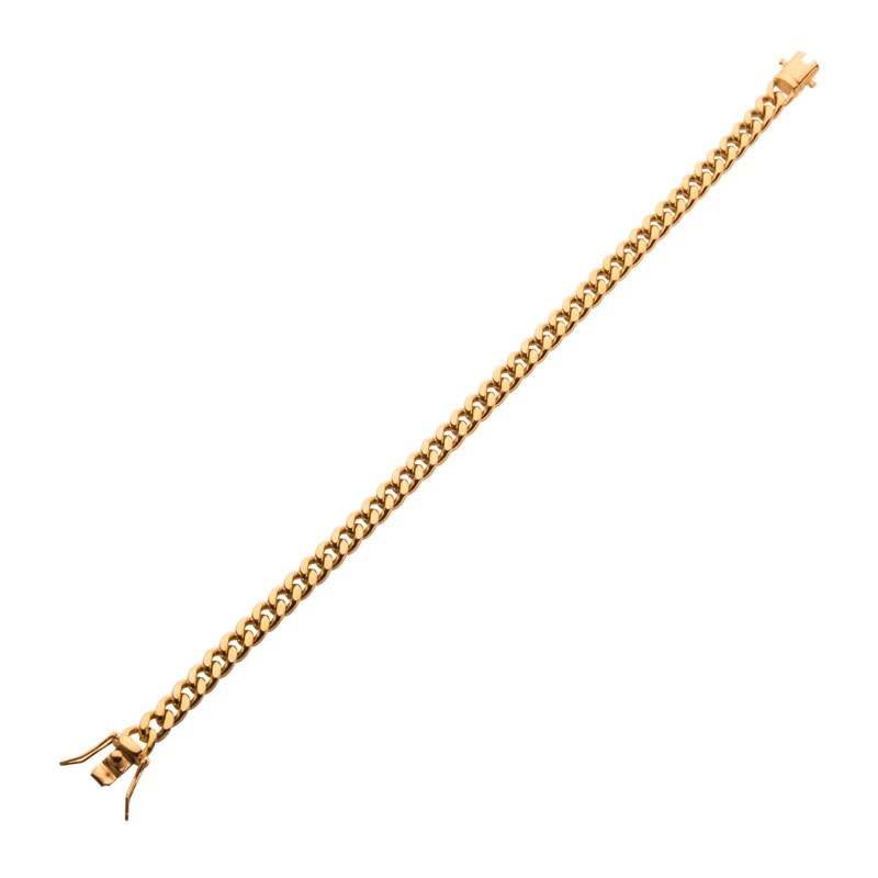 INOX Jewelry 6mm 18K Gold IP Miami Cuban Chain Bracelet