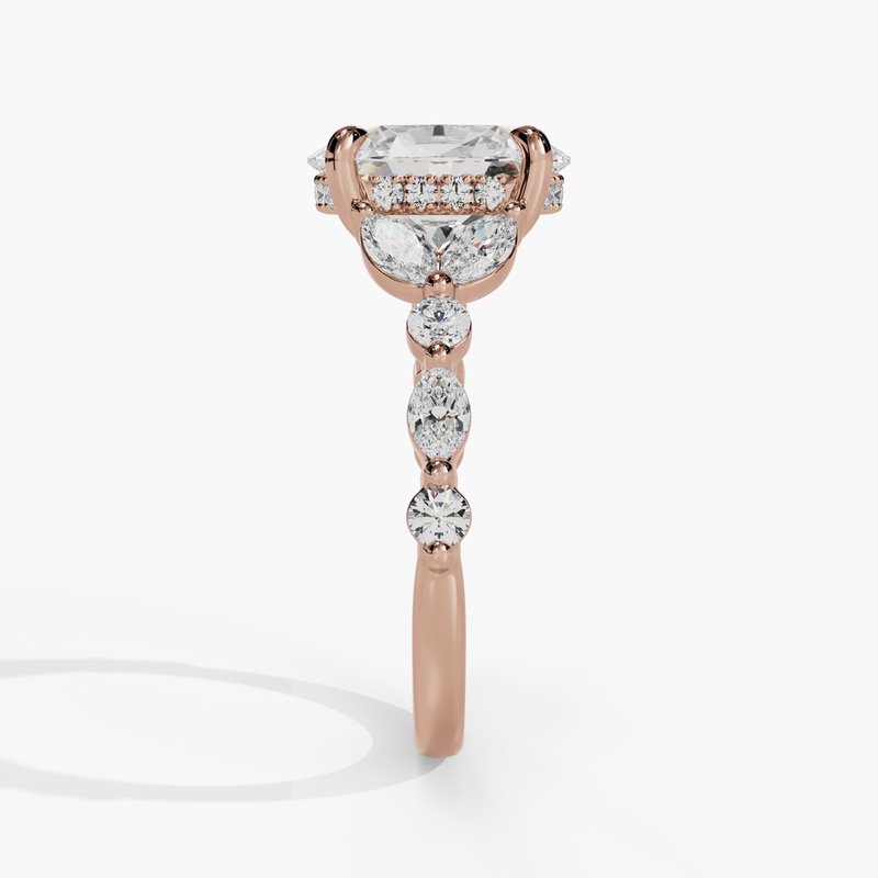 Marquise Diamond Accent Engagement Ring With Round Floating