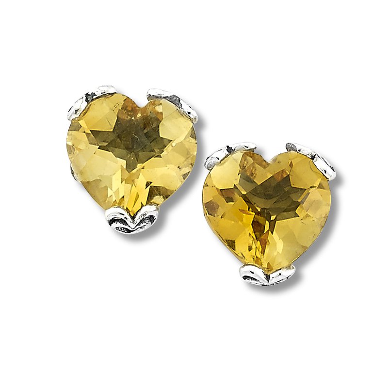 Boucles D'oreilles Créoles Argent 925 – Citrine Naturelle 7mm, Pierre Ronde, 2 Carats