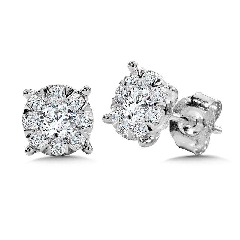 Sdc Creations Round Cluster Diamond Mirage Stud Earrings (3 4 Ctw 