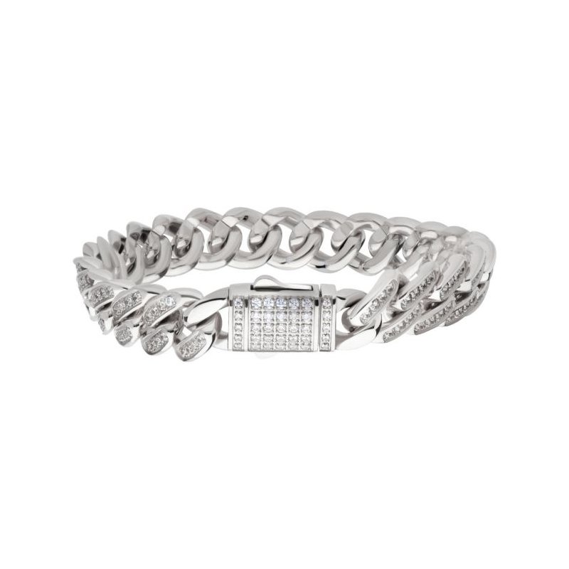Gleamart Bracciale Rigido Love Con Zirconia Cubica – Acciaio Inox 316L, Stile Semplice, Regalo Per Lei