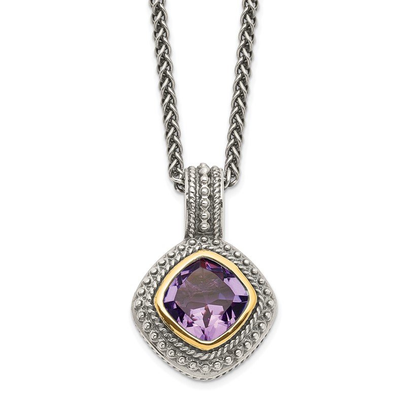 Shey Couture Sterling Silver with 14k Accent Antiqued Amethyst 18 inch Necklace