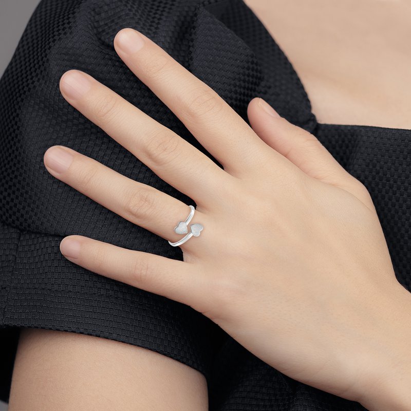 Quality Gold 14k White Gold Double Heart Ring D1886