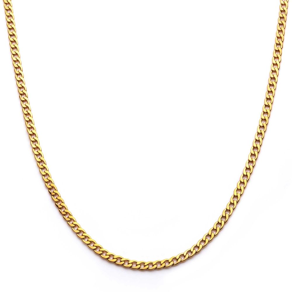 INOX Jewelry 4mm 18Kt Gold IP Classic Curb Chain Necklace