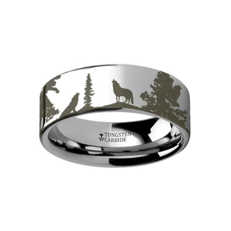 Thorsten Rings Animal Landscape Scene Wolf Wolves Ring Engraved