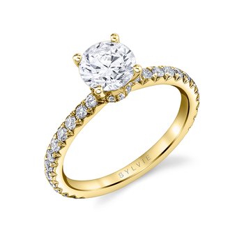 Round Cut Classic Hidden Halo Collar Engagement Ring - Nova S1992-051A4W15R