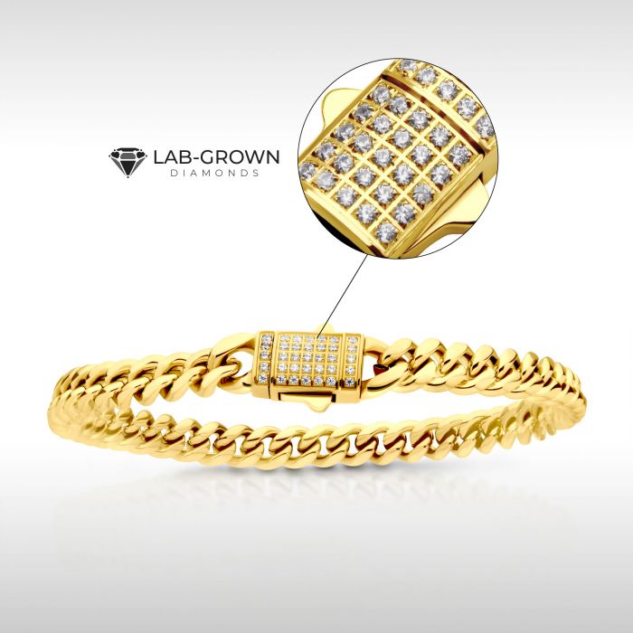 INOX Jewelry 6mm 18Kt Gold IP Miami Cuban Chain Bracelet with CNC