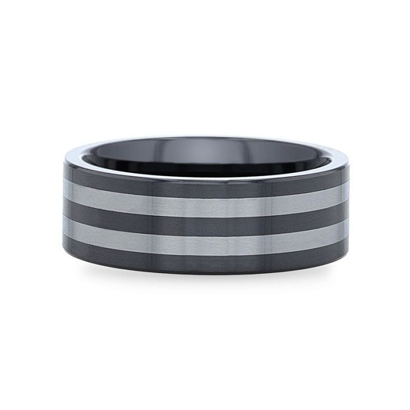Thorsten DIPLO Ceramic ring with Tungsten Inlay With Flat Polished Edges - 8mm Thorsten DIPLO Ceramic ring with Tungsten Inlay With Flat Polished Edges - 8mm